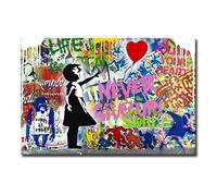 JACBON Ballon Fille Toile Peintures Graffiti Street Pop Illustration Never Give Up Wall Art Affiches Photos pour La Décoration Intérieure 40x60cm Sans Cadre