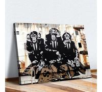 JACBON Banksy 3 Singes de la Sagesse Toile Art Mural Affiches Impressions Gorille Street Art Peintures Animal Graffiti Art Photos Décoration Murale 60x90cm (24x35 pouces) Sans Cadre