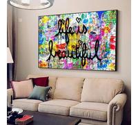 JACBON Banksy Street Graffiti Wall Art Life Is Beautiful Poster Print Abstrait Toile Peinture Décoration d'intérieur Oeuvre d'art pour salon 60x105cm Sans cadre