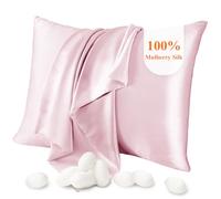Jaciu Taie d'oreiller 100% Soie, pour Cheveux et Peau, des Deux côtés Taie d'oreiller en Soie de mûrier 21 Momme 600 Fils au Pouce Doux et Respirant （Rose, Reine: 51x76cm, 1 pièce）