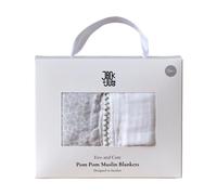 Jack o Juno Plaid Pom Pom en mousseline 120x120 cm. lot de 2 Pearl & Giraffe gray