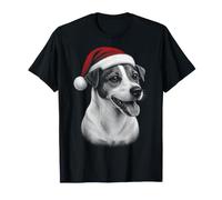 Jack Russell Terrier - Chien Mignon avec Bonnet de Noël Rouge T-Shirt