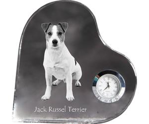 Jack Russell Terrier - horloge en cristal avec photo du chien, étagères en forme de cœur avec horloge, horloge sur pied personnalisée de la marque Art-Dog