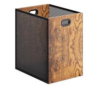 JACKANNA Poubelle de bureau - 16,8 l - Combinaison de fer et de bois - Pour chambre à coucher - Corbeille à papier - Style industriel - Pour la maison - 28 x 20 x 30 cm