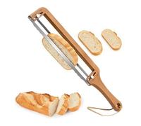jackfru Coupe-Pain en Bois avec Guide d’Épaisseur Réglable, Couteau à Pain Bow en Acier Inox 304, Scie à Pain pour Levain, Baguette, Toast
