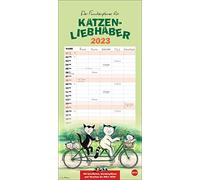 Jacob Calendrier familial 2023 pour les amoureux des chats, calendrier familial pratique avec 5 colonnes, calendrier mural joliment illustré pour la famille