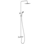 JACOB DELAFON Colonne de douche et salle de bain thermostatique carrée Hauteur réglable Douche tête 200 x 200 mm Avec douchette à main Couleur chrome JULY E78192-CP