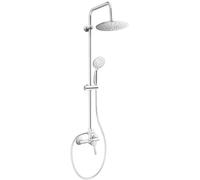 Jacob Delafon Colonne de Douche Mécanique EO, Tête 22,5cm, Chrome | Canne réglable. Douchette 10,5cm 4 Jets. Débit 10L/min. Cartouche céramique