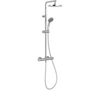 Jacob Delafon - Colonne de Douche Thermostatique SIMONE - Pomme de Tête de 20cm - Douchette 4 Jets - Régulateur de Débit - Butée de Sécurité - 28,1 x 143,7 x 47cm - Finition Chrome - E32849-CP