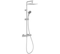 Jacob Delafon - Colonne de Douche Thermostatique COLETTE - Pomme de Tête Carrée 20cm - Douchette 4 Jets - Régulateur de Débit - Butée de Sécurité - 21,5 x 111,8 x 42,6 cm - Finition Chrome - E29868-CP
