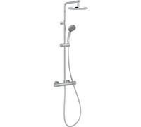 Jacob Delafon - Colonne de Douche Thermostatique SIMONE - Pomme de Tête de 20cm - Douchette 4 Jets - Régulateur de Débit - Butée de Sécurité - 28,1 x 143,7 x 47cm - Finition Chrome - E32849-CP