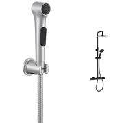 Jacob Delafon, Douchette Hygiénique Elate, Support Mural, Flexible 1,2m + Pack WC au Sol, Sans Bride Struktura, Réservoir 3/6L, Abattant Recouvrant, Finition Chrome, Économie d'Eau