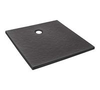 Jacob Delafon E62302-AGM Receveur de douche extra-plat IPSO 100x80x3,5 fabriqué en France en matériaux recyclés et garantie 10 ans, Gris anthracite, texture pierre