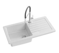 Jacob Delafon - Évier de cuisine à encastrer Camille - 1 bac + 1 égoutoir - Céramique recy Réversible - Compatible meuble >=60cm - 100x50x22,3 cm - Blanc - ESB03-00