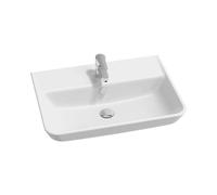 Jacob Delafon Lavabo Struktura 65 cm, Fixation murale, Céramique, Blanc | Céramique recy 10%). Grand format. Lignes géométriques adoucies