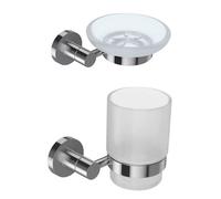 JACOB DELAFON Lot Porte savon Classique Chrome et Porte gobelet Classique avec verre chrome