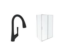 Jacob Delafon, Meuble Colonne OLA UP 40cm, Grande Capacité, Porte Réversible, Poignées Métal, Chêne Colorado + Meuble OLA UP 100cm, Plan Vasque & Miroir 100cm, Pack Tout-en-1, Spot LED