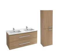 Jacob Delafon Meuble Double Vasque 120 cm Ola up + Colonne de Salle de Bain chêne