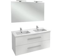 Jacob Delafon - Meuble OLA UP 120cm, Plan Vasque & Miroir 120cm + 2 Spots LED - Pack tout-en-1 - Grande Capacité - Blanc Brillant - 1210x540x465mm - EBP2328-NWT