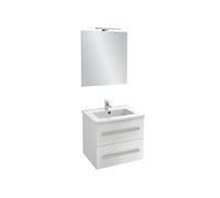 Jacob Delafon - Meuble OLA UP 60cm, Plan Vasque & Miroir 60cm + 1 Spot LED - Pack tout-en-1 - Grande Capacité - Blanc Brillant - 610x540x465mm - EBP2322-NWT