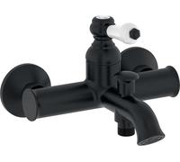 Jacob Delafon Mitigeur Bain-Douche Mural Louise, Style rétro, Noir mat | Poignée céramique. Cartouche céramique. Débit 12L/min douche, 20L/min bain
