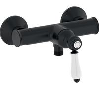 Jacob Delafon Mitigeur de Douche Mural Louise, Style rétro, Noir mat | Poignée céramique. Cartouche céramique précise et durable. Débit 12L/min