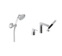 Jacob Delafon, Mitigeur d'Évier De Cuisine Louise, Design Rétro, Poignée Céramique, Finition Chrome + Évier à Encastrer 1 Bac et Demi Gaspard, Bundle Pratique et Élégant Pour Votre Cuisine