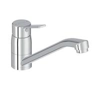 Jacob Delafon Mitigeur Évier de Cuisine EO, Bec Droit, Chrome | Hauteur bec 12cm. Pivotant 360°. Débit 15 L/min. Cartouche céramique