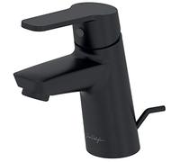 Jacob Delafon Mitigeur Lavabo Aimé, avec Vidage et Flexibles, Noir mat | Installation brevetée en 35s. Cartouche céramique. Débit 5L/min. Bec 8cm