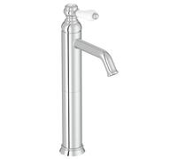 Jacob Delafon Mitigeur Lavabo Bec Haut Louise, Style rétro, Chrome | Poignée céramique. Installation brevetée en 35s. Débit 5L/min. Bec 21,9cm.