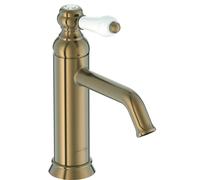 Jacob Delafon - Mitigeur lavabo Louise - Design Rétro, poignée céramique - Économie d’eau - Installation facile - 17x23,20x5,5 cm - Finition Bronze - E24360-BCN