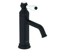 Jacob Delafon - Mitigeur lavabo Louise - Design Rétro, poignée céramique - Économie d’eau - Installation facile - 17x23,20x5,5cm - Finition Noir Mat - E24360-BL