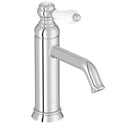 Jacob Delafon - Mitigeur lavabo Louise - Design Rétro, poignée céramique - Économie d’eau - Installation facile - 17x23,20x5,5 cm - Finition Chrome - E24360-CP