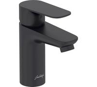 Jacob Delafon Mitigeur Lavabo Oscar, avec Vidage et Flexibles, Noir mat | Installation brevetée en 35s. Cartouche céramique. Débit 5L/min. Bec 9cm