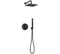 Jacob Delafon - Pack Robinetterie Douche Encastrée Thermostatique METRO - Kit Tout-en-Un - Tête Carrée 25cm, Douchette 2 Jets - Finition Noir Mat - E38680-BL