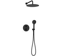 Jacob Delafon - Pack Robinetterie Douche Encastrée Thermostatique METRO - Kit Tout-en-Un - Tête Ronde 30cm, Douchette 3 Jets - Finition Noir Mat - E38680-BL