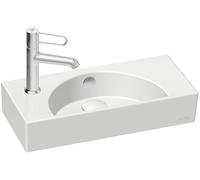 JACOB DELAFON Petit lavabo en céramique pour petites salles de bains ou toilettes 50 x 22,5 x 8,5 cm 1 trou de robinetterie à gauche Lavabo installation murale Nettoyage facile ODEON RIVE GAUCHE