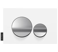 Plaque de commande, double touches rondes Chrome brillant/Blanc mat