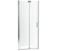 Jacob Delafon Porte de Douche Pliante Contra 90 cm, Accès PMR, Chrome | Fermeture magnétique étanche. Verre anticalcaire 8mm facile à nettoyer