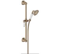 Jacob Delafon Set de Douche Louise, Avec Barre, Style rétro, Bronze | Poignée céramique. Douchette ronde 8,5cm inclinable. Débit éco 10L/min