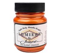 Jacquard Lumiere Peinture acrylique orange brûlé métallique pour tissu, cuir et travaux manuels, riche en pigments scintillants pour projets multi-surfaces, 66,5 ml