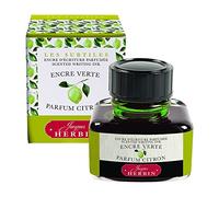 Jacques Herbin 13736T - Flacon d'encre parfumée ''Les subtiles'' pour stylo-plumes et stylos roller 30 ml, encre Verte et parfum Citron. Fabriqué en France