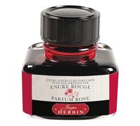 Jacques Herbin 13768T - Flacon d'encre parfumée ''Les subtiles'' pour stylo-plumes et stylos roller 30 ml, encre Rouge et parfum Rose. Fabriqué en France
