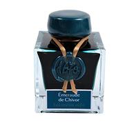 Jacques Herbin 15035JT - Un flacon d'encre pailletée d'or 1670 pour stylo-plume, roller, plume de verre et porte-plume 50 ml, Emeraude de Chivor