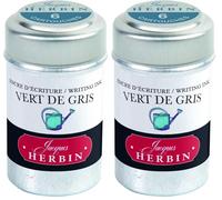 Jacques Herbin 20107T - Une boite de 6 cartouches d'encre pour stylo-plumes et stylos roller (produit sans emballage - objectif zéro déchet), Vert de gris