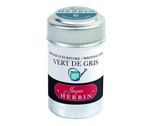 Jacques Herbin 20107T - Une boite de 6 cartouches d'encre pour stylo-plumes et stylos roller (produit sans emballage - objectif zéro déchet), Vert de gris