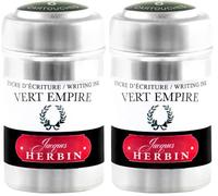 Jacques Herbin 20139T - Une boite de 6 cartouches d'encre pour stylo-plumes et stylos roller (produit sans emballage - objectif zéro déchet), Vert empire (Lot de 2)