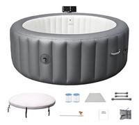 Jacuzzi gonflable pour 2 à 6 personnes, température maximale de 40 °C, 180 jets d'air, spa portable avec lumières LED pour terrasse et jardin, relaxation en plein air, 205,7 x 71,1 cm