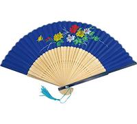 Jade Temple 17224 Éventail à main en bambou Motif floral Bleu clair 23 cm