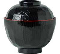 JADE TEMPLE Miso Lot de 12 bols à soupe Noir/rouge ABS Capacité 330 ml